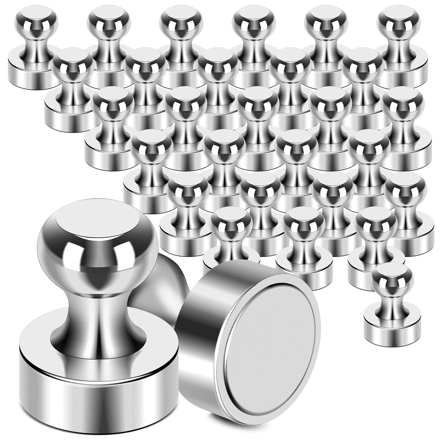 MIKEDE Strong Magnets for Whiteboard, 30 Pcs Refrigerator Magnets Magnetic Push Pins, Neodymium Fridge Magnets for White Board, Kitchen, Office, Classroom, Perfect for Whiteboard Map