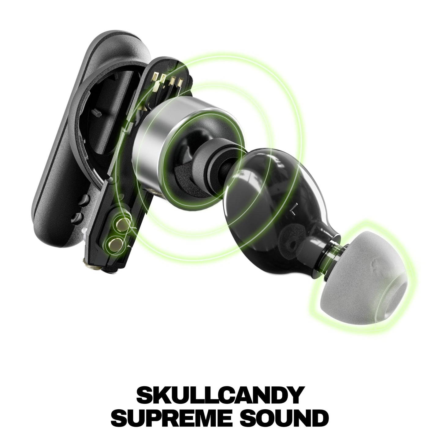 Skullcandy Smokin’ Buds Wireless Earbuds, Bluetooth Headphones, Noise Isolating Fit, Up to 20 Hours Battery, IPX4 Sweat and Water Resistant, Microphone for iPhone Android - True Black
