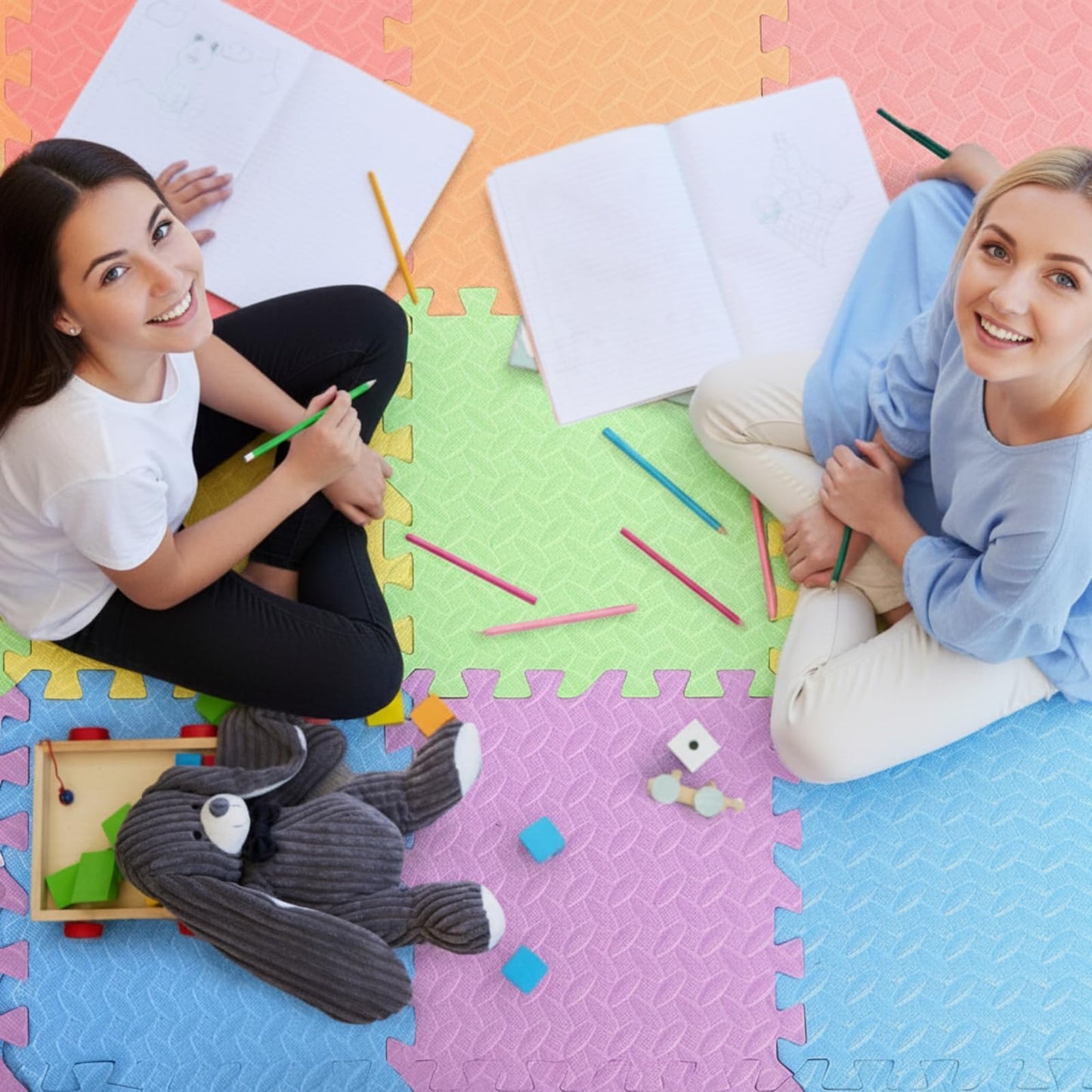 Arrowbash 12x12x1 Inch EVA Thick Interlocking Foam Floor Tiles Puzzle Exercise Mat Foam Mats for Home Gym Pets(Multicolor,12)