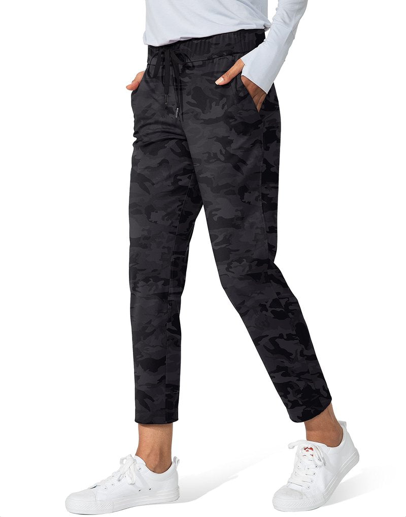G Gradual Women's Pants with Deep Pockets 7/8 Stretch Sweatpants for Women Athletic, Golf, Lounge, Work (Black Camo, Small)