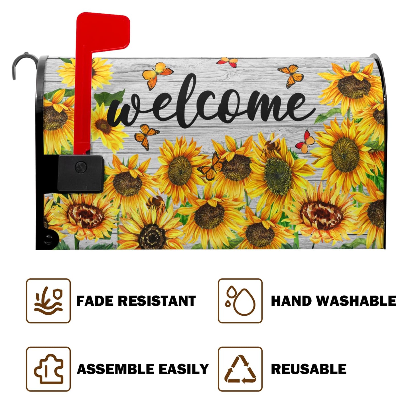 Summer Flowers Mailbox Covers Magnetic Sunflower Mailbox Cover Post Letter Box Cover for Garden 21x18 in Mailbox Wraps for Yard Home Decor