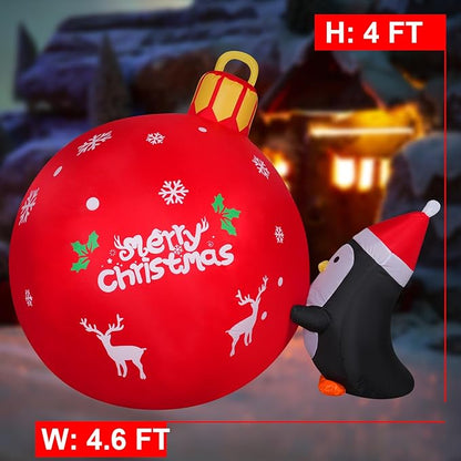 Onory 4FT Christmas Inflatables Outdoor Decorations Inflatable Penguins Push Christmas Bell with Build-in LEDs Blow up Holiday Decorations for Yard Garden Outdoor Indoor Decor