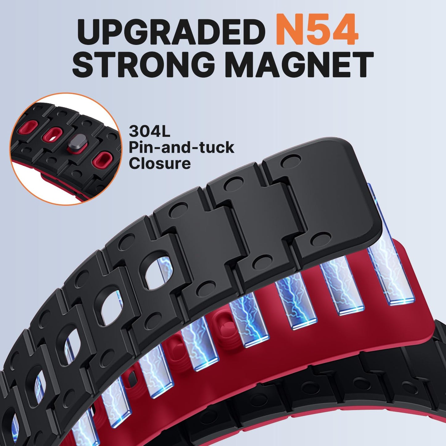 Bandletic Silicone Magnetic Band Compatible with Samsung Galaxy Watch 7 6 5 4 FE 40mm 44mm/Watch 6 4 Classic 43mm 47mm 42mm 46mm/Watch 5 Pro 45mm, 20mm No Gap Soft Sport Strap for Men Women