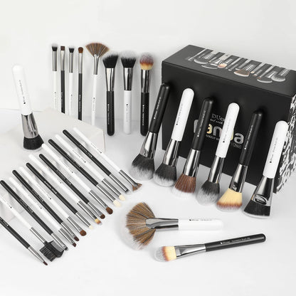 DUcare Makeup Brushes Set Professional 27Pcs Makeup Brushes Premium Synthetic Kabuki Foundation Blending Face Powder Blush Concealers Eye Shadows Make Up Brushes Kit White