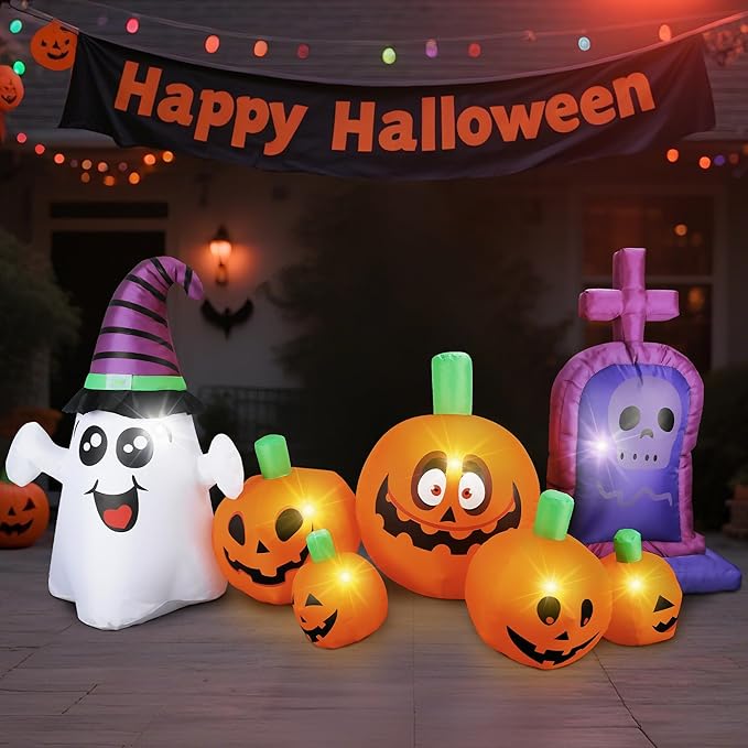 Inflatable Decoration for Inflatable Decoration in Outdoor Courtyards, Indoor Gardens, and Lawns (Pumpkin Tombstone)