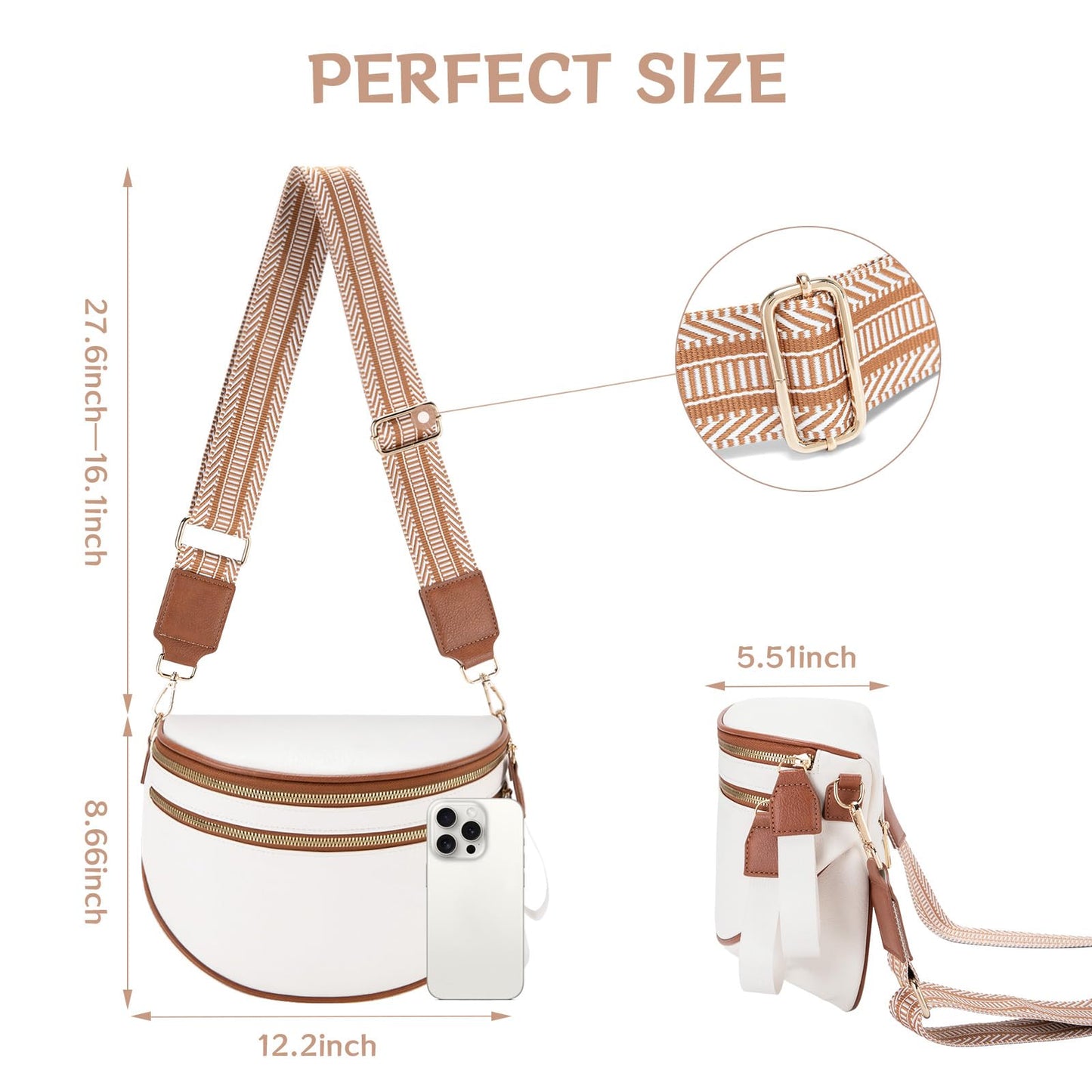 oscaurt Leather Crossbody Bag Bum Bag for Women Large Sling Bag Cross Body Purse Shoulder Handbag Fanny Pack