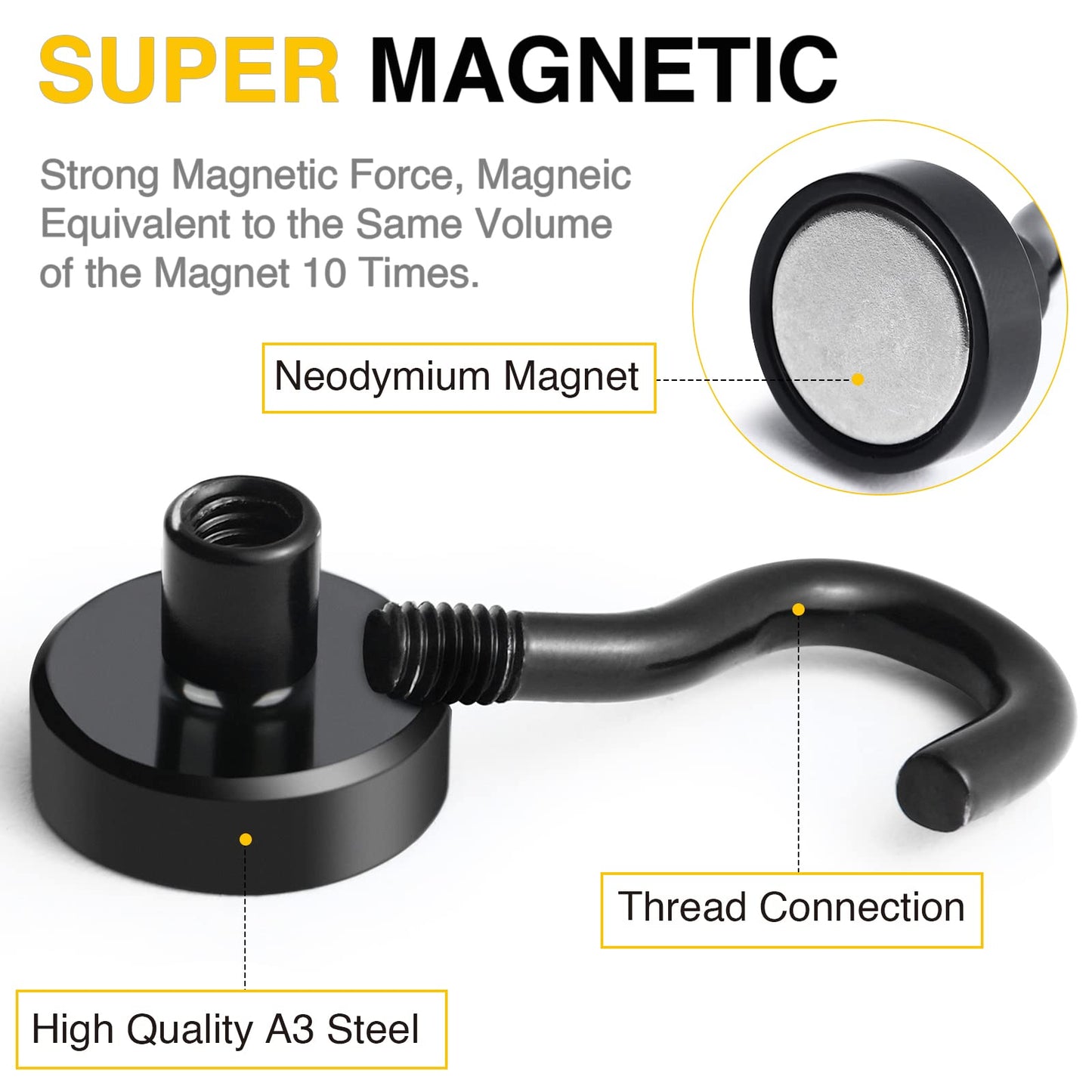 DIYMAG Magnetic Hooks, 30lbs+ Magnet Garage Hook 2026 Cruise Cabin Ship Essentials Heavy Duty Strong Magnets Refrigerator Fridge Hanging for Classroom Beach Vacation Kitchen Grills Home Black 60 Pack