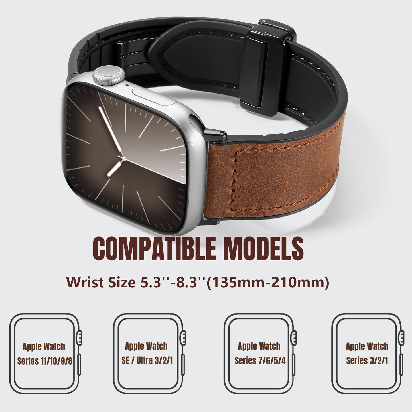 Charlam Magnetic Leather Bands Compatible with Apple Watch Bands 49mm 46mm 45mm 44mm 42mm 41mm 40mm 38mm Men Women,Genuine Leather Straps for iWatch Bands Ultra 3/2/1 SE Series 11 10 9 8 7 6 5 4 3 2 1