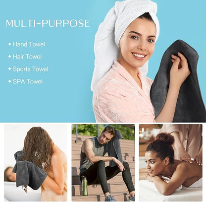 KinHwa Microfiber Hand Towels for Bathroom Soft and Absorbent Face Towels Grey