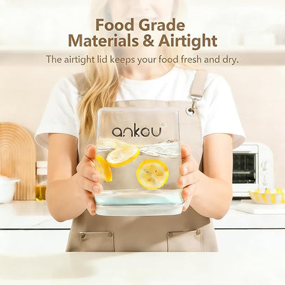 Ankou 2 Pack Airtight Dog Food Storage Containers, 2.8 QT Each, One-Touch Pop Lids, BPA-Free | Clear Stackable Canisters for Pet Food & Cat Treats