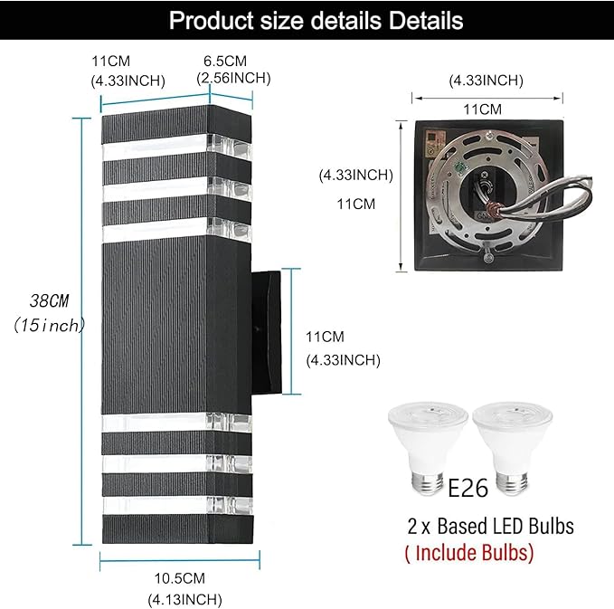 4Pack 15inch Outdoor LED Wall Lights,4000K Day White Outdoor 18W Wall Light Aluminum Body Waterproof IP65 led Porch Light for House Patio Garage Garden.(No Sensor)