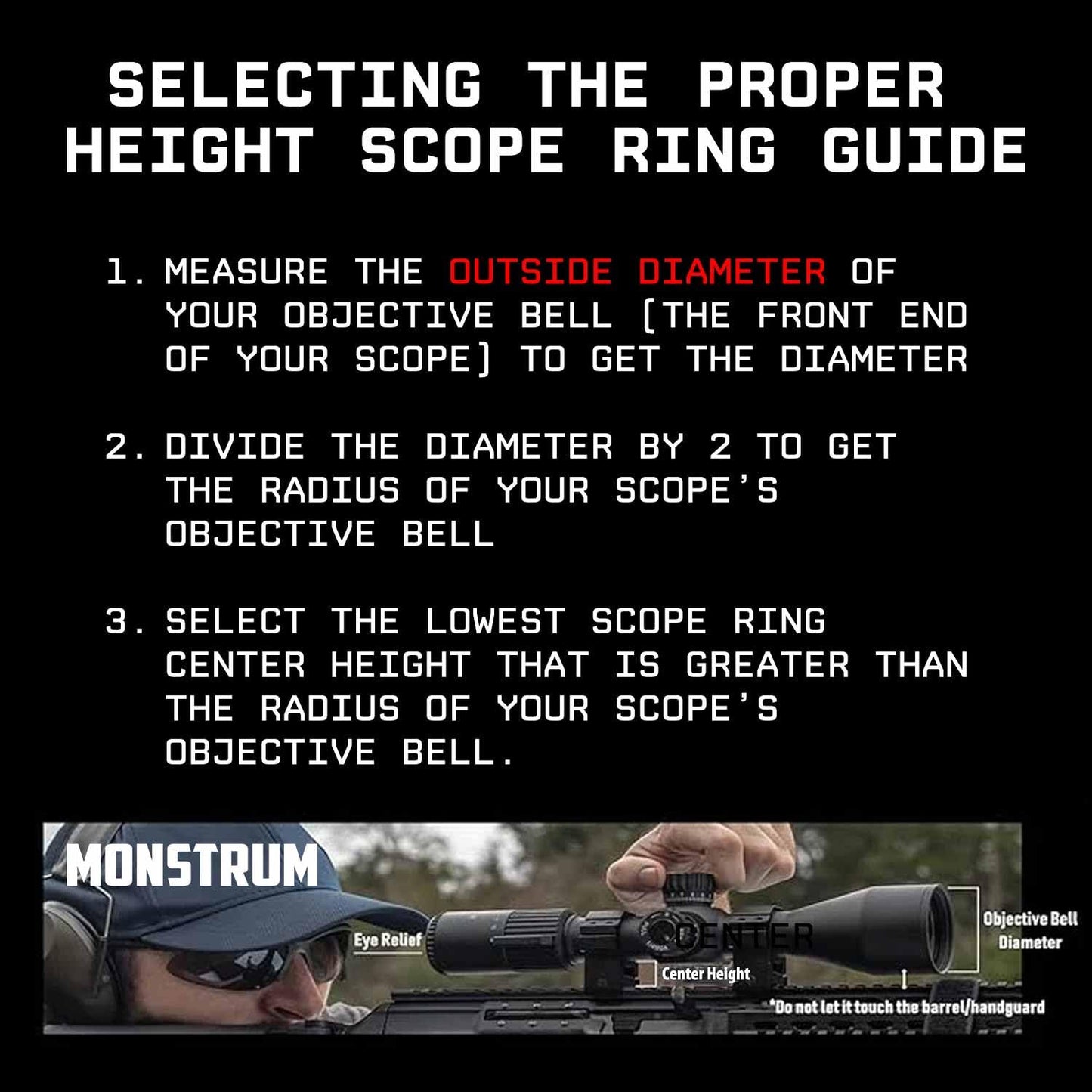 Monstrum Super Duty Scope Rings | 1 inch Diameter | 0.80 inch Center Height