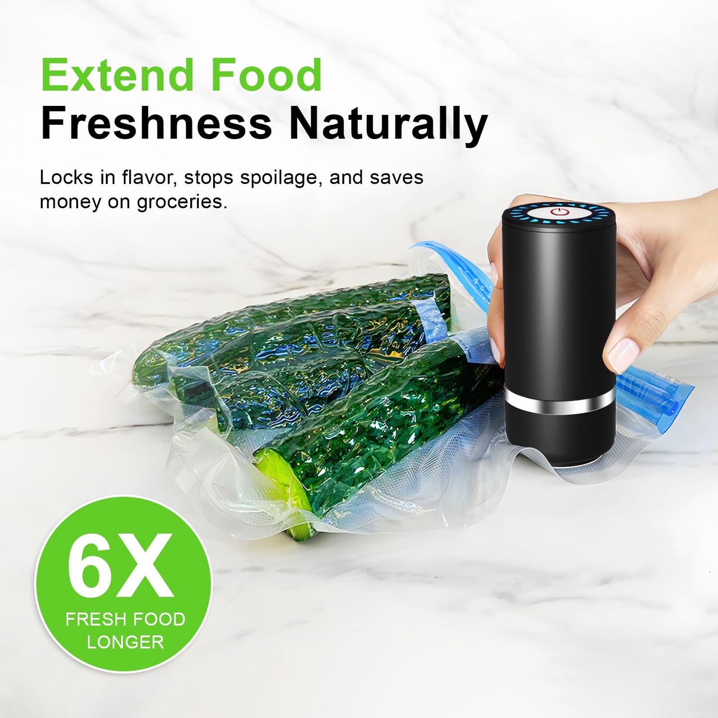 Handheld Vacuum Sealer for Food,Mason Jar Vacuum Sealer + 4Wine Vacuum Stopper +10 Reusable Vacuum Bags,Mini Small Vacuum Sealer Bags for Home,Kitchen,Travel,Fridge Meal Prep,Camping - Black