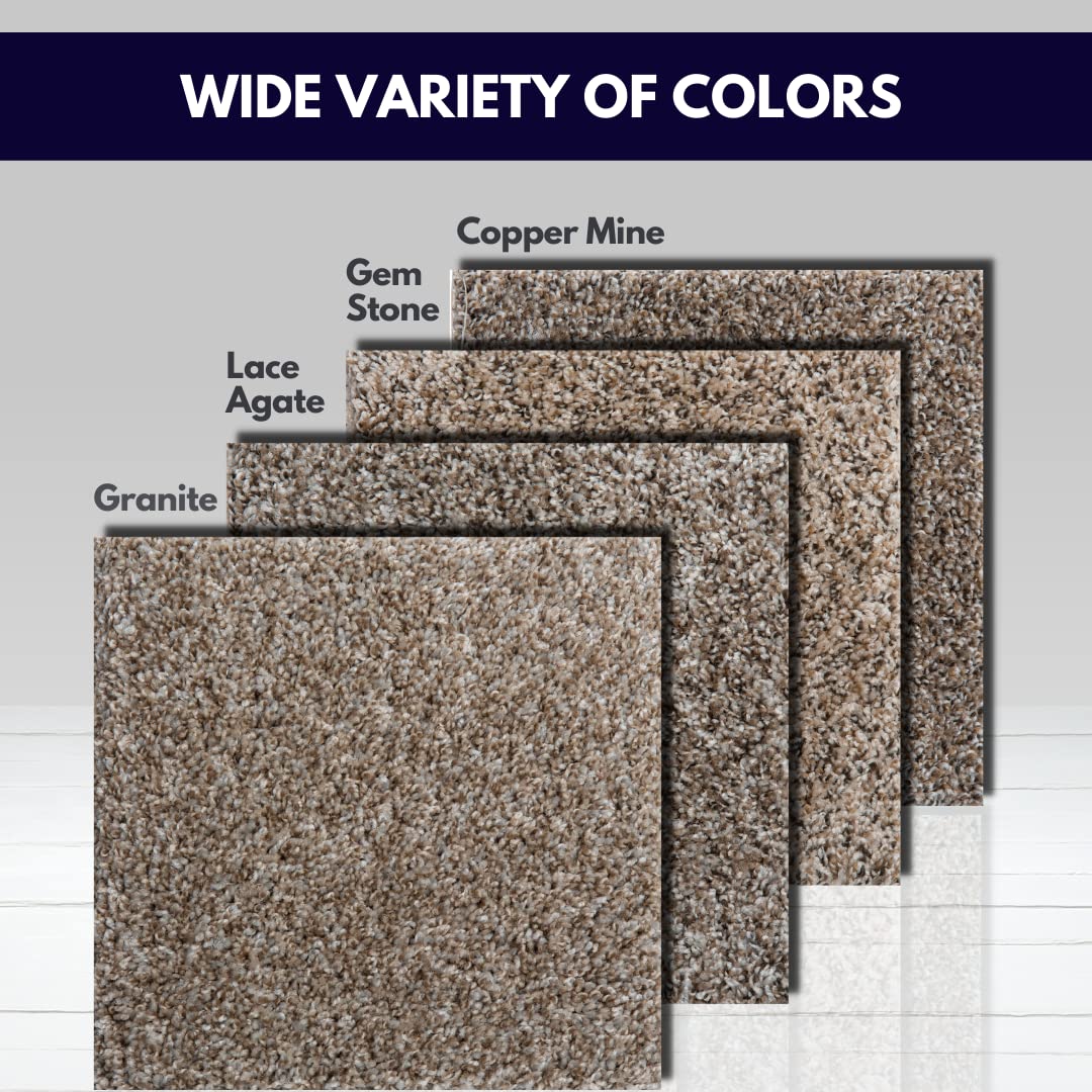 Smart Squares Walk in the Park Premium Plush Carpet Tiles, Made in USA – 18x18 Peel and Stick Floor Tiles with Attached Padding – Seamless DIY Carpet Squares (22.5 Sq Ft, Pack of 10, 760 Gemstone)