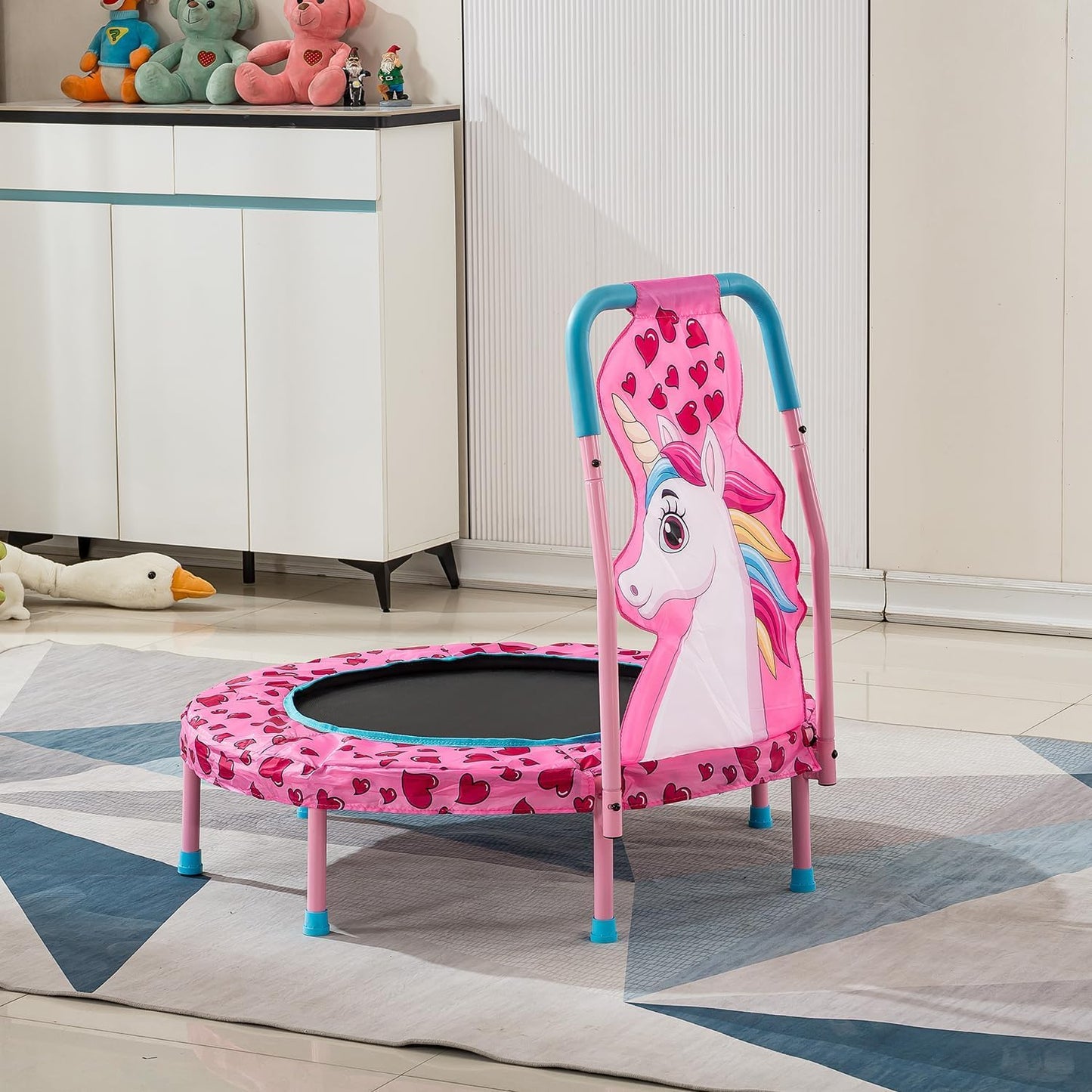 Maotifeys No-Gap 36" Mini Trampoline Toddler Trampolines with Handle for Kids, 36 inch Indoor Garden Small Kid Trampoline Baby Trampolines with Super Safe Cover for Toddlers Ages 2 to 5, Unicorn