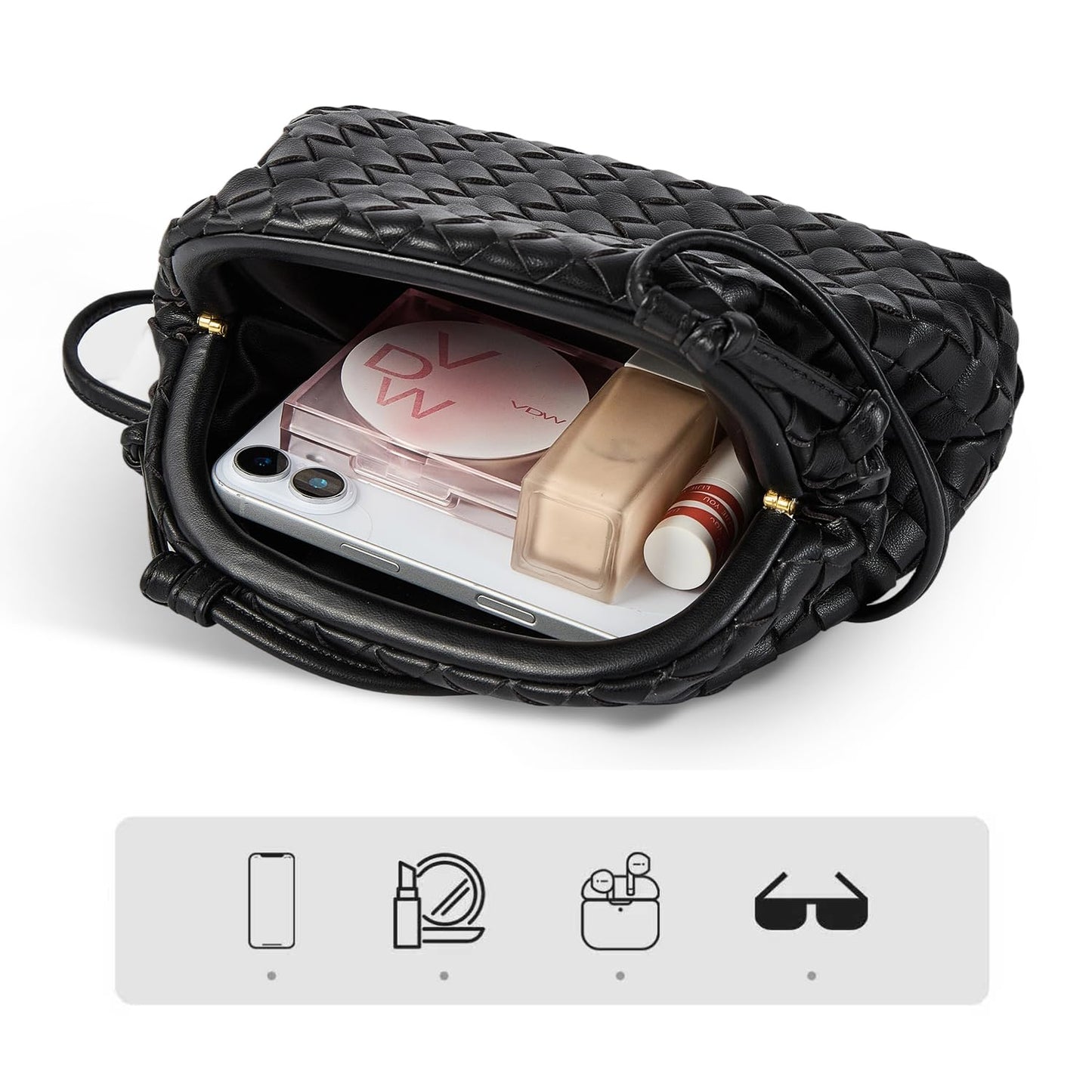 Huralona Dressy Pleated Vegan Leather Clutch Purse Woven Soft Cloud Dumpling Clutch Bag for Women PU Evening Purse Handbag (Nude)