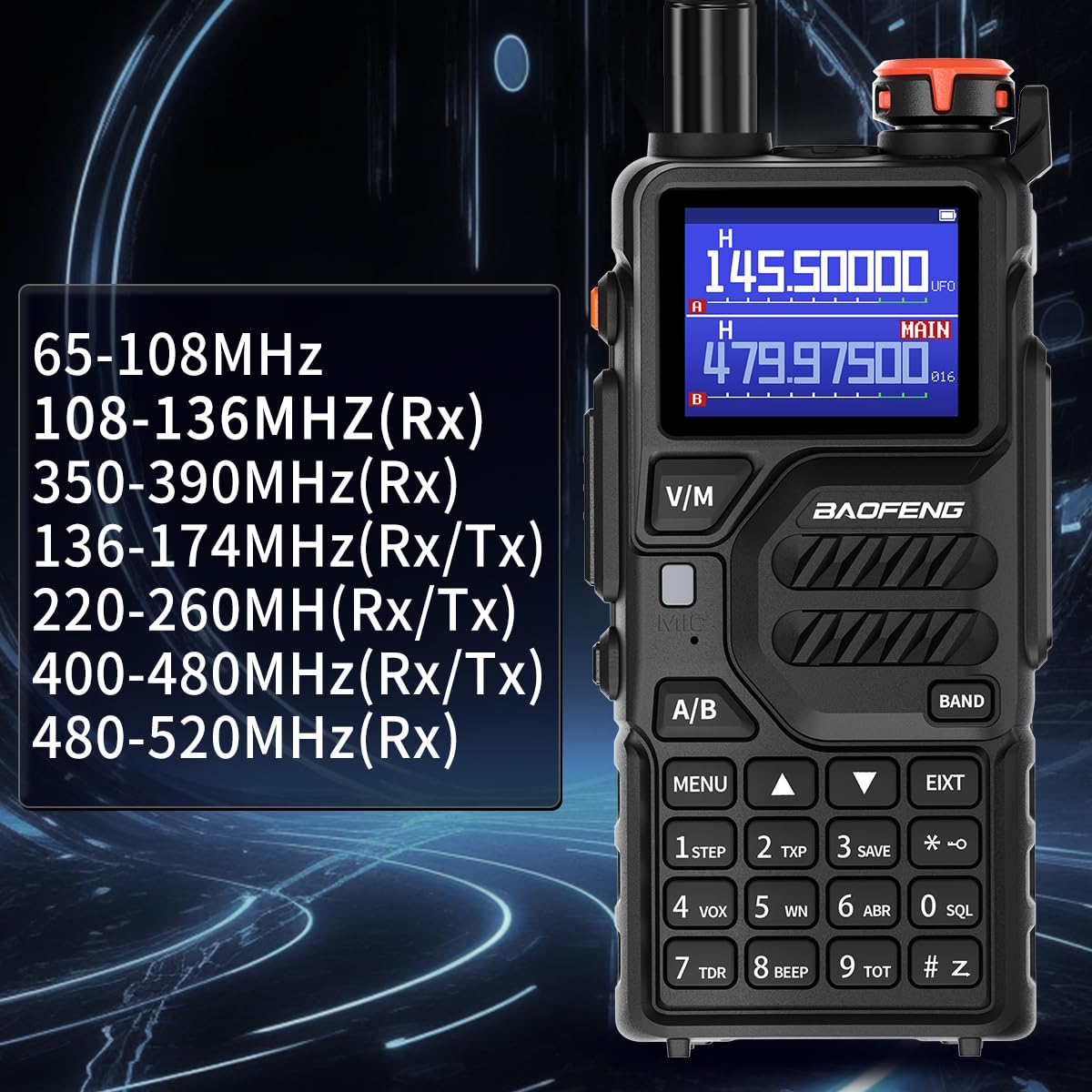 BAOFENG K5PLUS Radio Ham Radio 10W Rechargeable Walkie Talkies Long Range UV32 5RM Handheld Two Way Radio NOAA Weather Radio with Copy Frequency,USB-C Charging for Hunting Survival Gear
