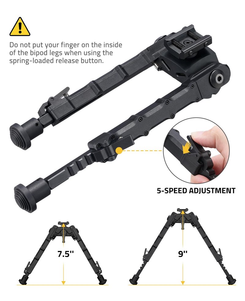 CVLIFE Rifle Bipod Picatinny Bipod 360 Degrees Swivel Tilt Foldable for Hunting and Shooting