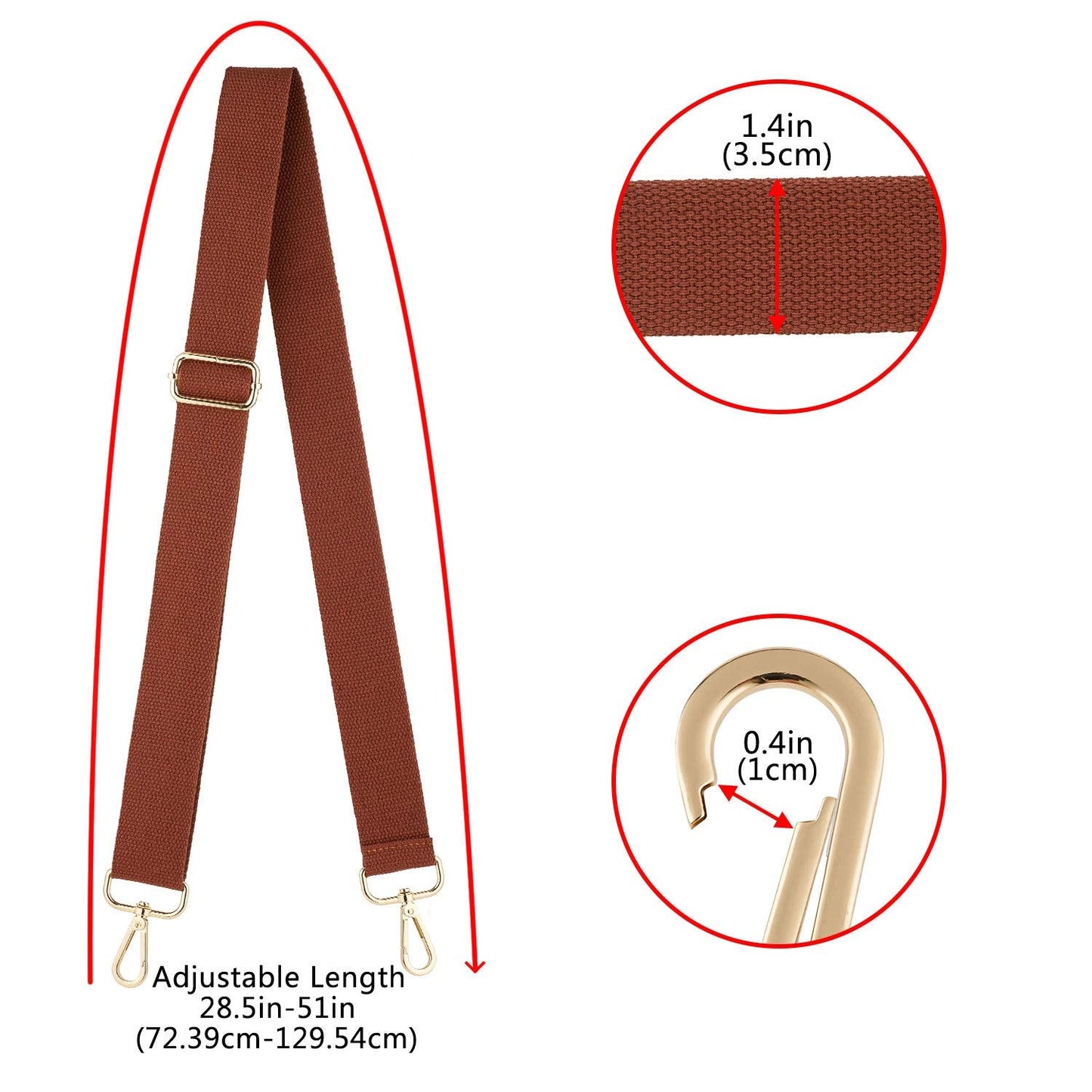 DEVPSISRWide Shoulder Strap Replacement Adjustable Belt Canvas Bag Crossbody Handbag (Coffee)