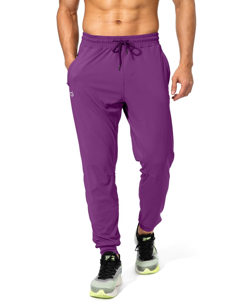 Men's Sweatpants with Zipper Pockets Athletic Pants Traning Track Pants Joggers for Men Soccer, Running, Workout (Purple, X-Small)