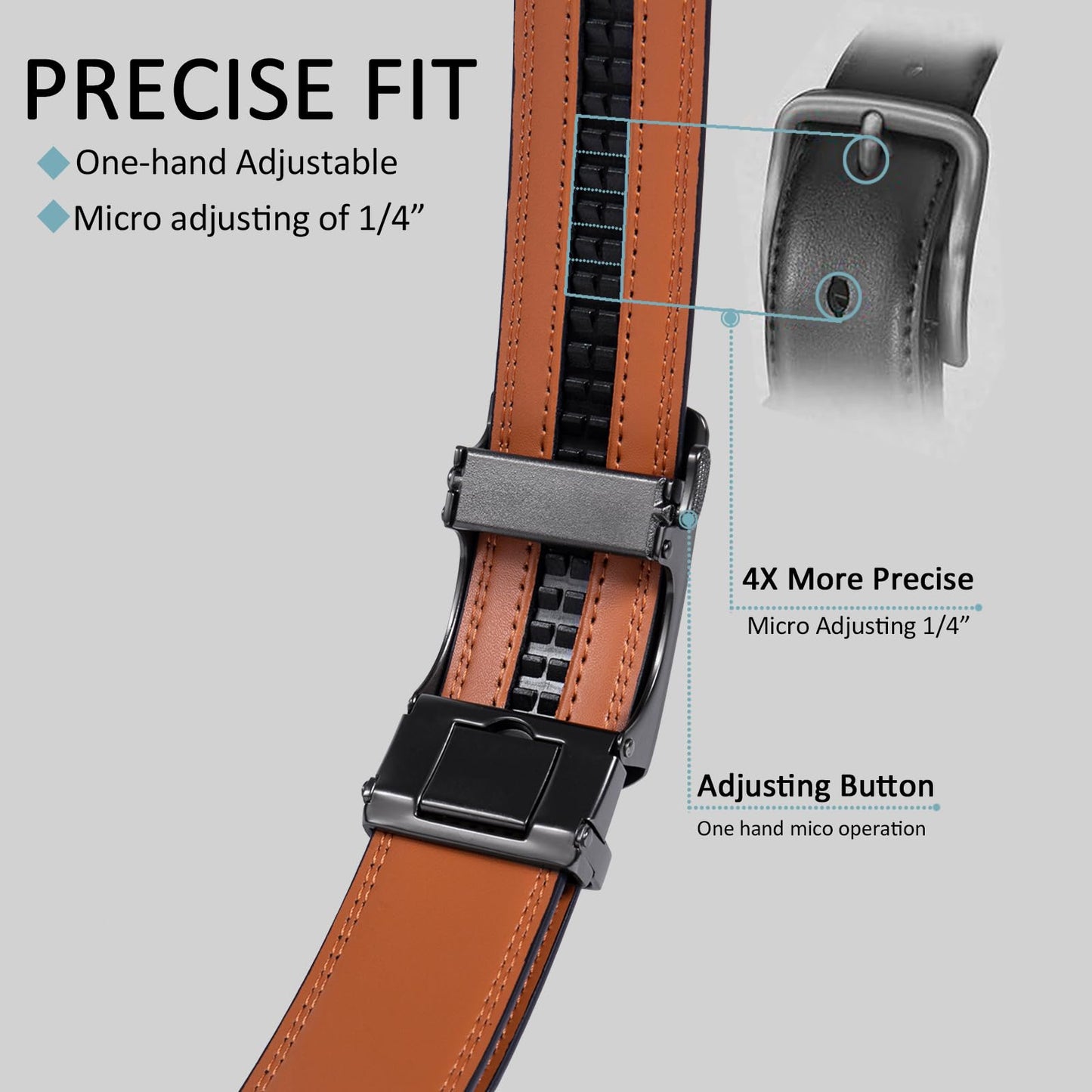 2 Pack Ratchet Belt 1 3/8", Mens leather Dress Belt in Gift Set Size 28"-62" Adjustable waist Trim to Fit (Dark Brown/Black, 28"-42" Waist Adjustable)