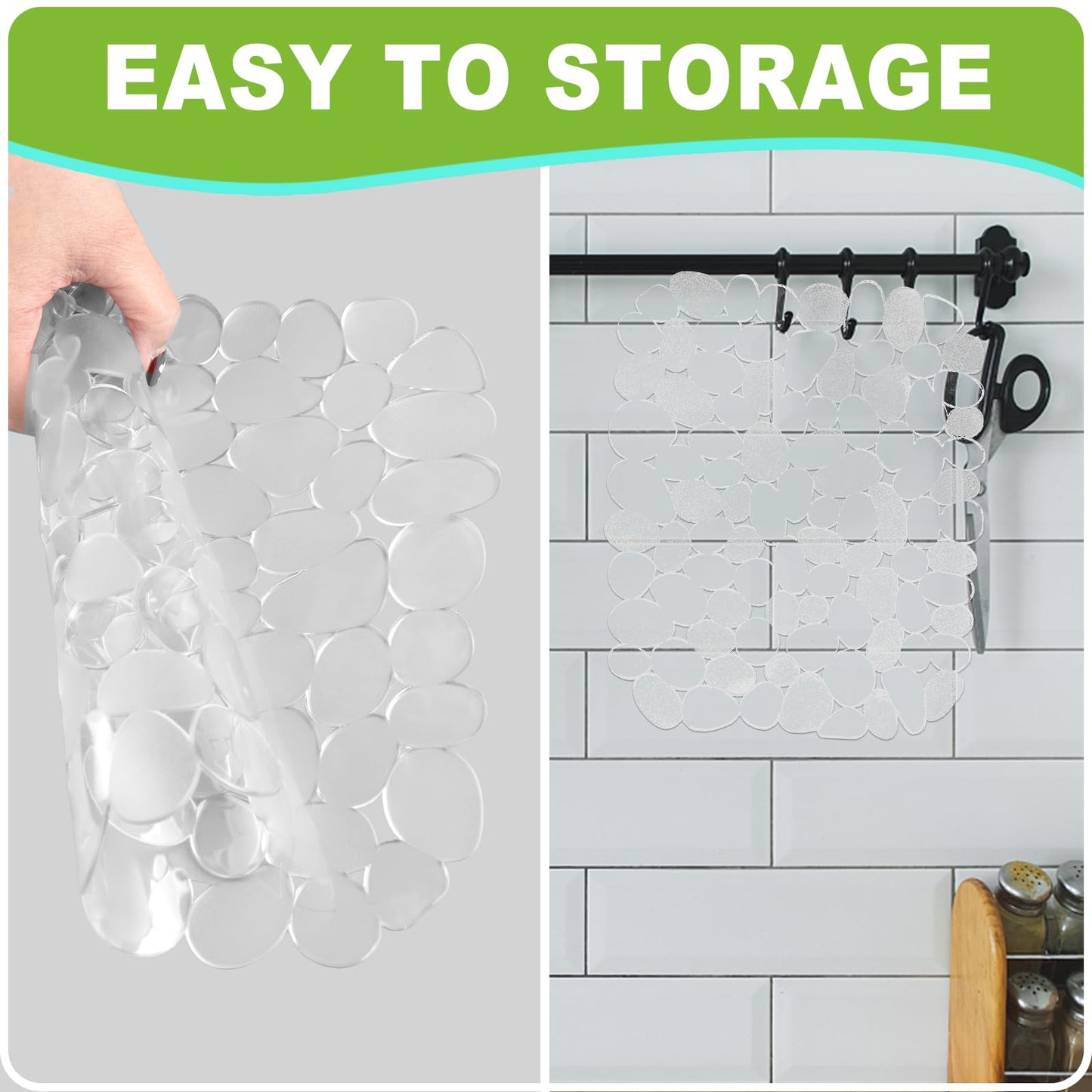 Coopay 2 Pack Kitchen Sink Mat Small Size Plastic Pebble Kitchen Mat PVC Eco-Friendly Adjustable Stainless Steel/Porcelain Dish Drying Pad Protector for Bottom of Sink, 12.2 x 10 Inches (Clear)