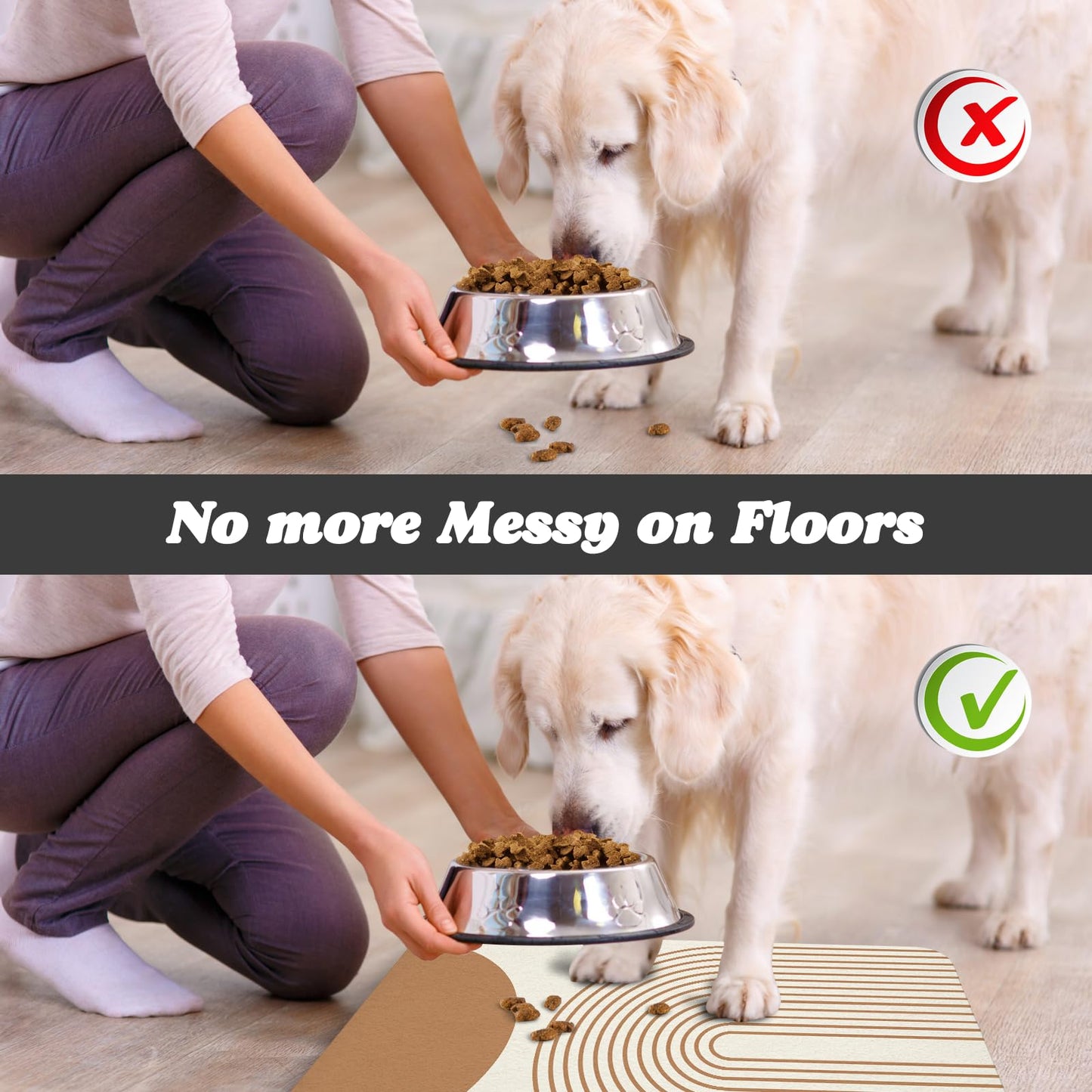 Dog Food Mats,Cat Absorbent Water Bowl Feeding Mats Pet Placemats for Food and Water Beige Bohemia 12 * 20 inch