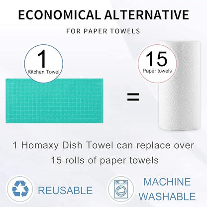 Homaxy 100% Cotton Terry Kitchen Towels, Checkered Designed, Soft and Super