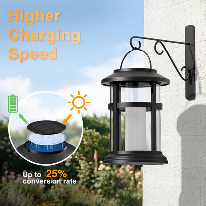 Otdair 4 Pack Solar Lanterns Outdoor Waterproof, Upgraded Flickering Flame Hanging Solar Lights for Outside, Solar Powered Lantern for Patio Yard Garden Porch Decor, Gift for Mom Housewarming