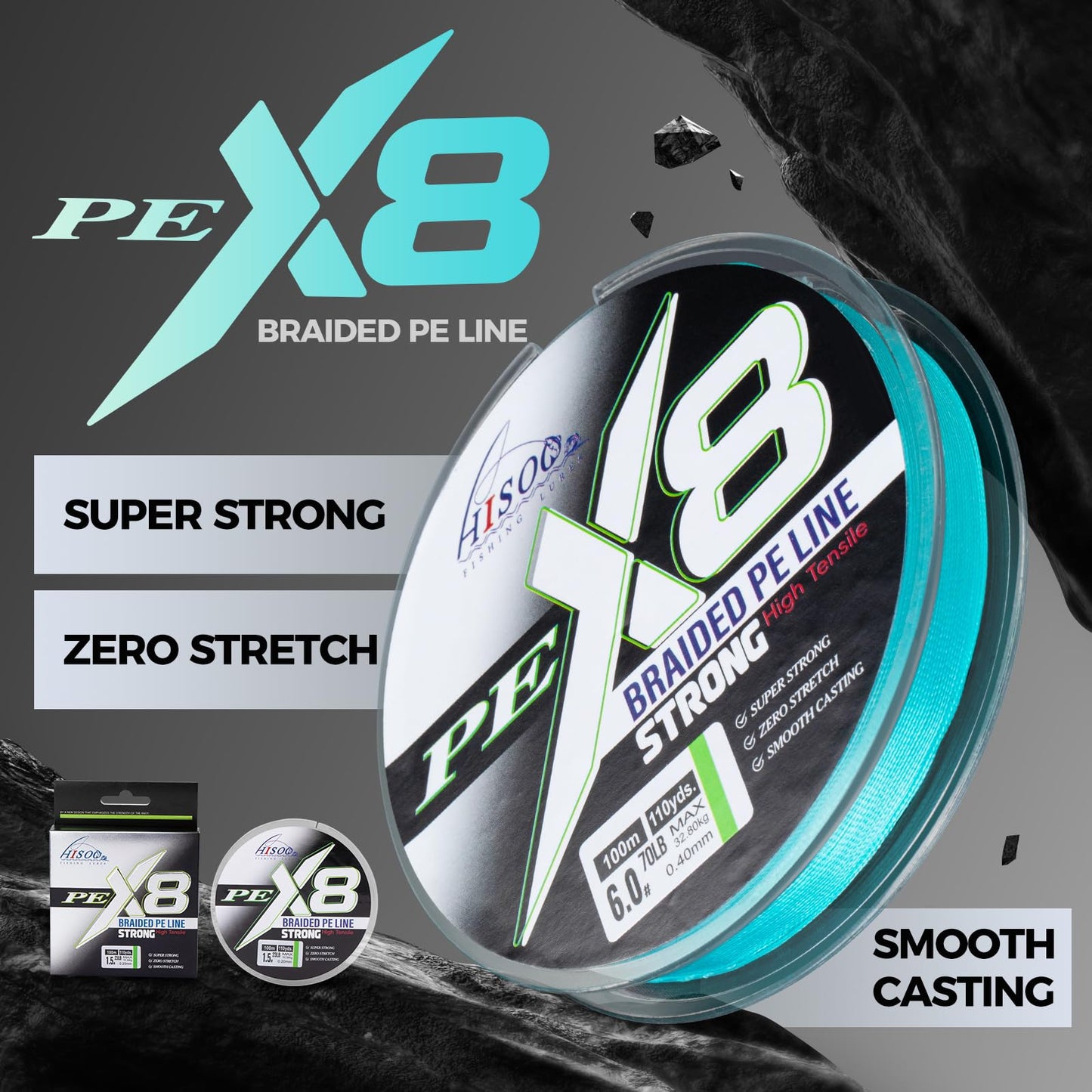 Superpower Premium X8 Braided Fishing Line - Super Strong Wear-Resistant PE Line, No Stretch High Sensitivity Smooth Casting Line for Saltwater and Freshwater Fishing (Blue, 23LB)
