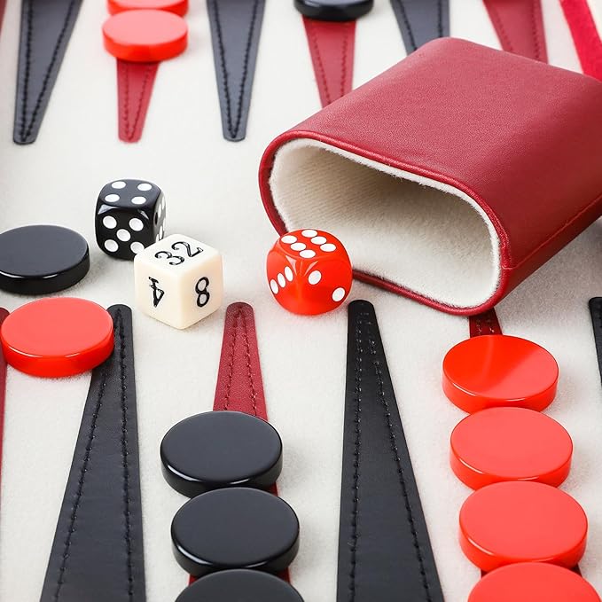 15 Inches Backgammon Sets for Adults Leather Travel Backgammon Set with American Flag Design Classic Board Game for Friends Party or Family Game Night