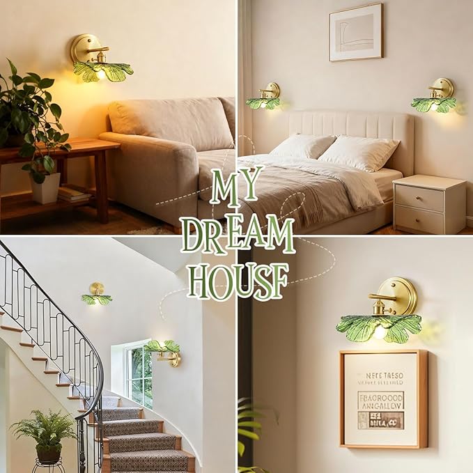 Vintage Wall sconces Glass Wall Sconce with Green Glass Shade Gold Wall Sconce Modern Vanity Light Bathroom Bathroom Light fixtures Over Mirro Wall lamp for Bedroom Hallway Living Room