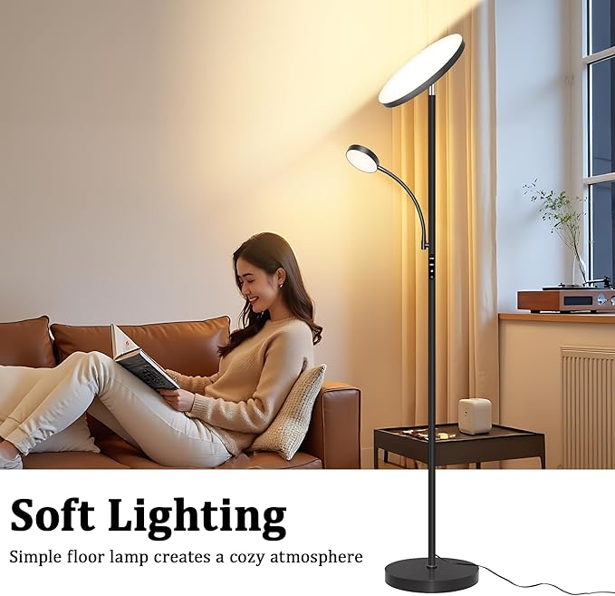 Floor Lamp-42W/4200LM Super Bright Floor Lamp,Dimmable 2-in-1 LED Standing Lamp with Reading Light,69" Tall Standing Lamp with Remote & Touch Control,Modern Floor Lamps for Bedroom,Living Room,Office