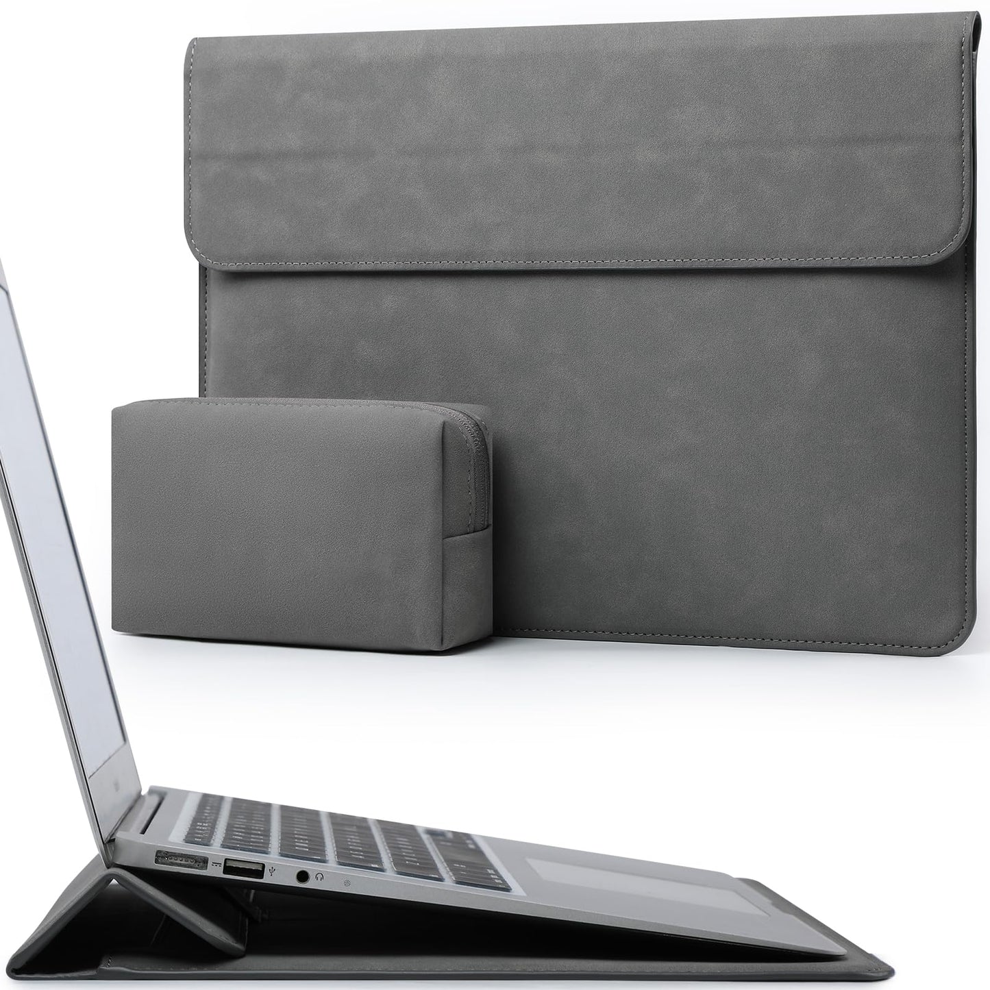 HYZUO 13 Inch Laptop Case Sleeve with Stand for 2026-2018 MacBook Air 13 M5 M4 M3 M2 M1, 2026 13" MacBook Neo, 2026-2016 MacBook Pro 13 M2 M1, iPad Pro/Air 13, Surface Pro 12-3, XPS 13, Dark Gray
