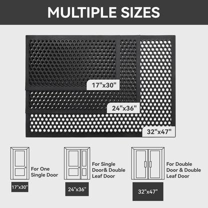 RESARE Front Door-Mat Outside Entrance, 17"x30" Rubber Doormat Non Slip Waterproof, All Weather Welcome Matt-Outdoor Dirt Trapper Mud Mat Heavy Duty Door-Mats for Garage, Entryway (Black)