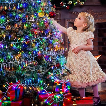JMEXSUSS 400 LED Multicolor Cluster Lights Plug in, 20ft Christmas String Lights Outdoor Waterproof with Remote, 8 Modes Colorful Cluster Lights for Christmas Tree Wreath