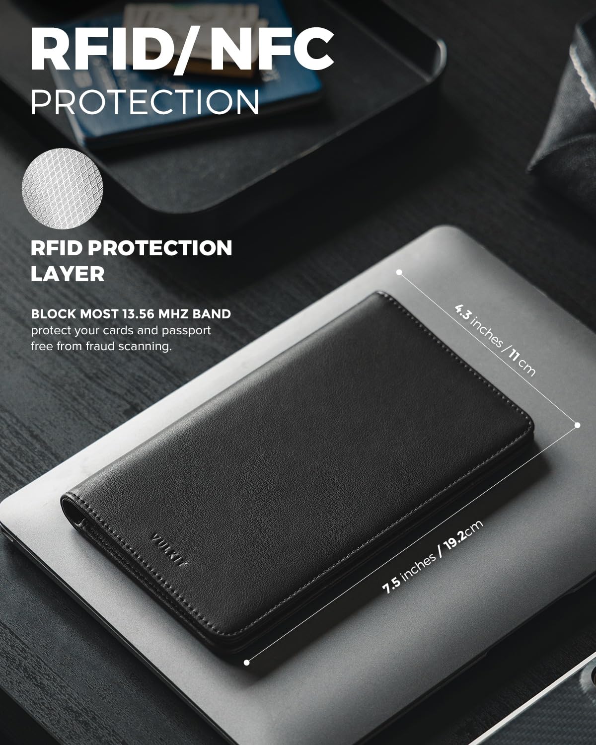 VULKIT Passport Wallet Premium Nappa Leather RFID Blocking Travel Wallet for Men & Women