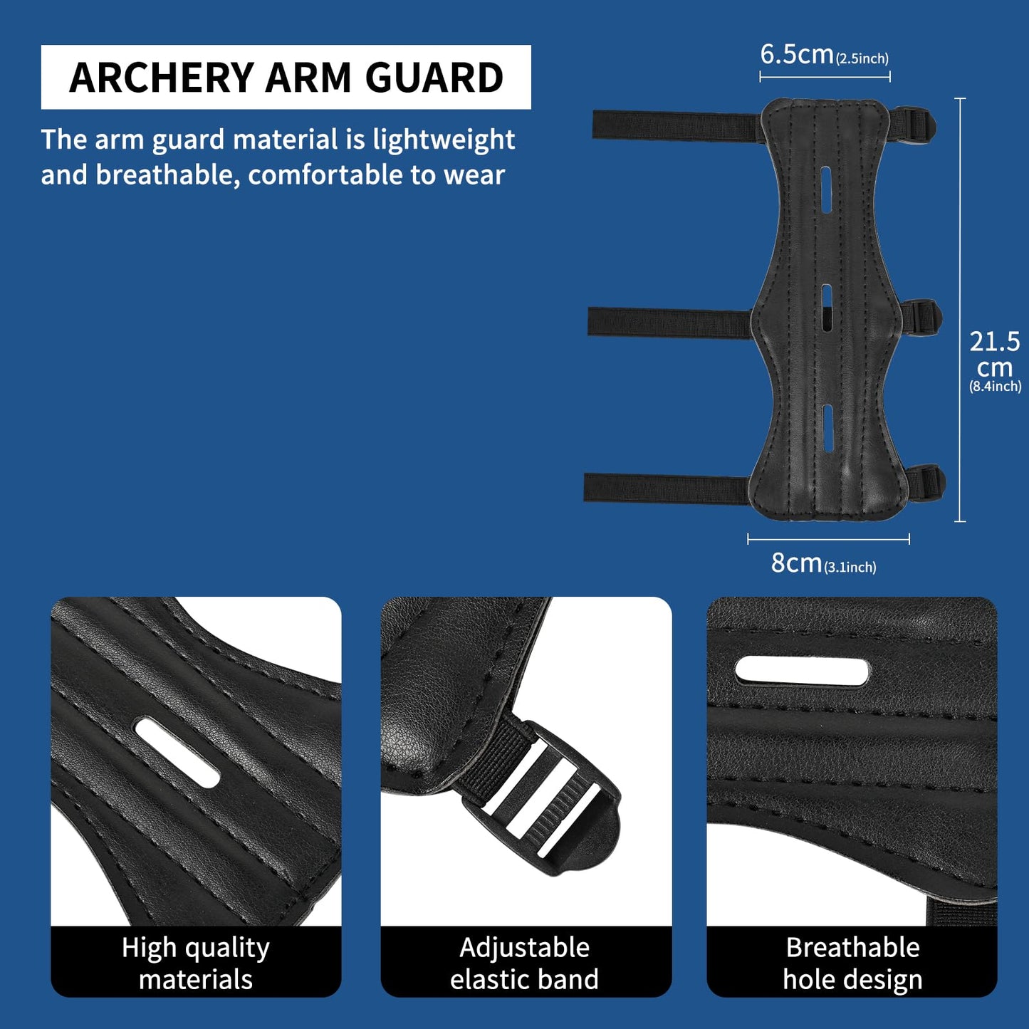 FENJANER Archery Finger Tab Gloves Arm Guard Adjustable Strap Wrist Guard Arrow Bag Hip Arrow Quiver for Hunting Target Accessories (1 X Arm Guard and 1 X Archery Glove)