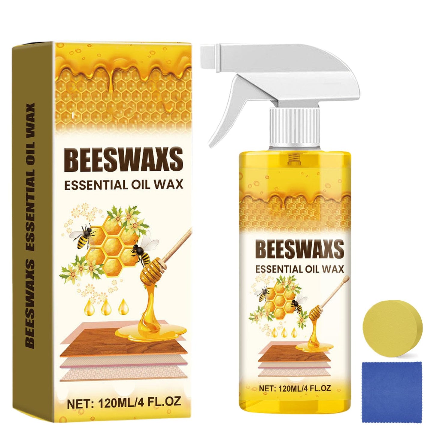 CIVGICY Beeswax Wood Polish, Beeswaxs Essential Oil Wax, Natural Micro-Molecularized Beeswax Spray, Multi-Purpose Furniture Wood Cleaner Repairing Care Spray, Restores Shine & Removes Scratches (1)