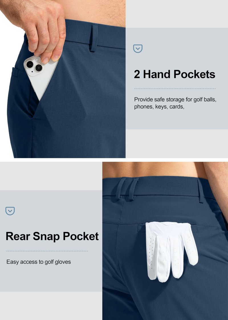 Pudolla Dress Pants for Men Golf Pants Stretch Work Dress Comfy Pants 34 Lightweight Quick Dry Casual Slacks Trousers(Navy 33Wx34L)