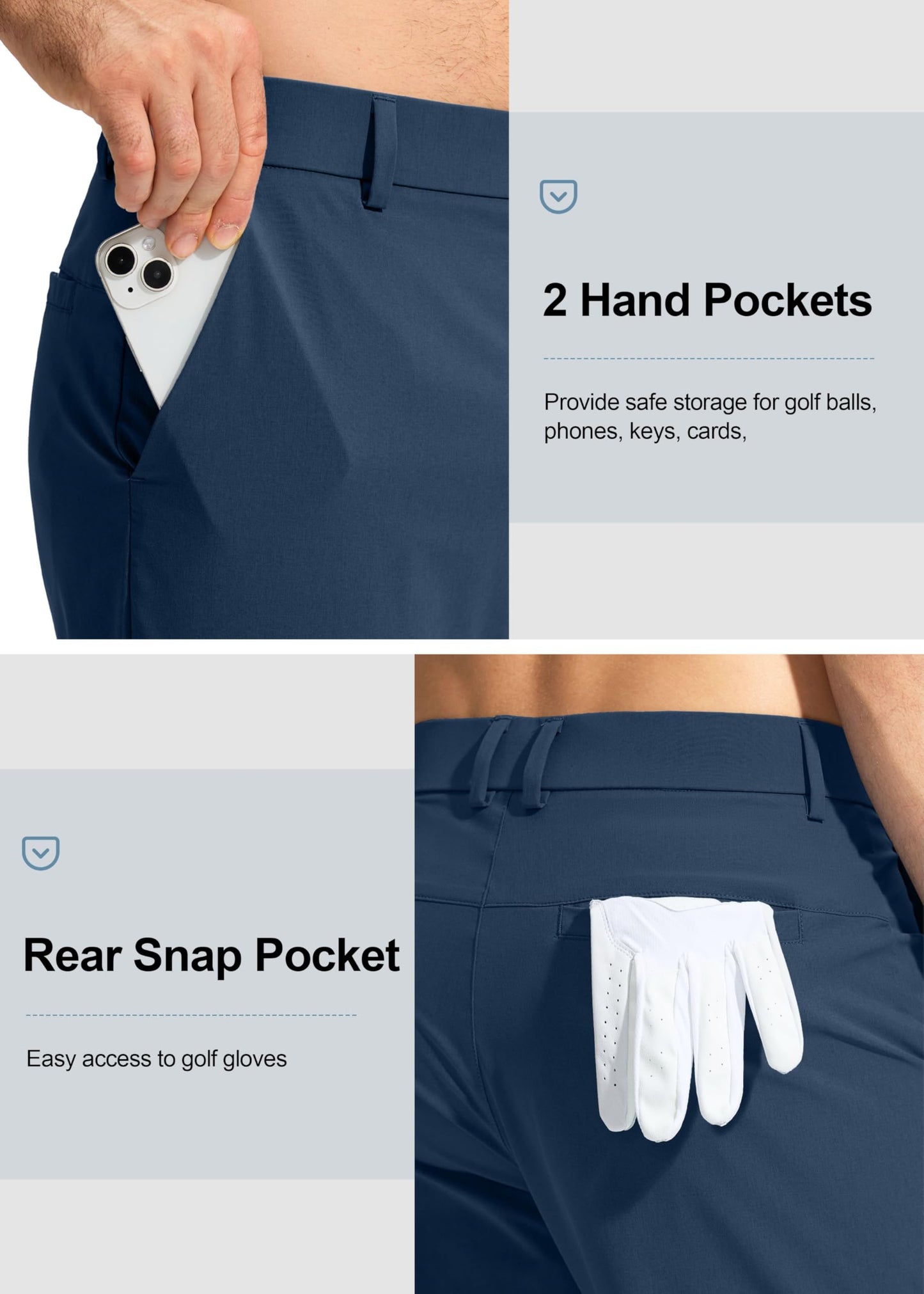 Pudolla Men's Golf Pants Mens Dress Slacks Pants Stretch Work Comfy Pants 34 Quick Dry Casual Trousers with Pockets(Navy 36Wx34L)