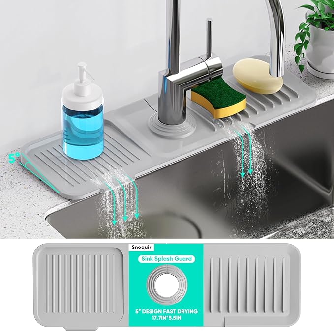 17.7'' Faucet Mat for Kitchen Sink Kitchen Sink Splash Guard Silicone Sink