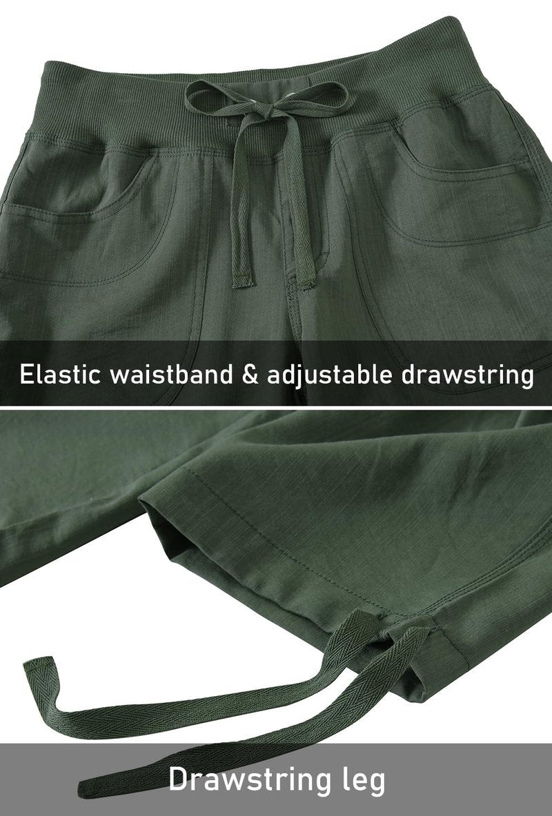 Womens Hiking Cargo Shorts Dry Fit Stretch Athletic Shorts with Pockets Army Green