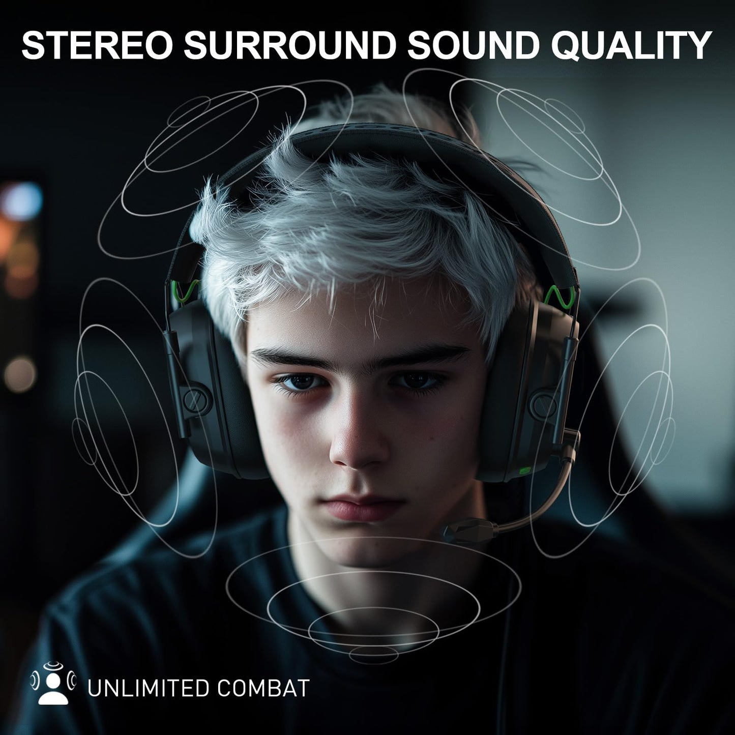 SKAPENDY Wireless Gaming Headset for PS5, PS4, PC, Switch – 2.4GHz & Bluetooth Gaming Headphones with Mic, 3D Stereo Surround Sound, 20ms Low Latency, ENC Noise Canceling, RGB Light, 50H Battery