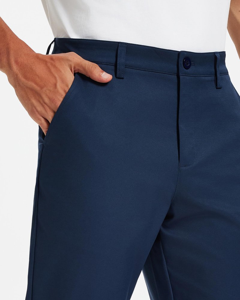 Men's Classic Fit Stretch Golf & Dress Pants 32'' - All-Day Comfort Performance Pants for Travel, Business Casual & Work Royal Blue, 34W x 32L