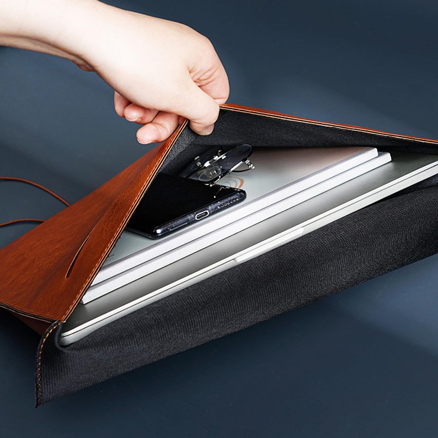 PU Leather A4 File Folder Document Holder for Women, Waterproof Portfolio Envelope Folder Case with Snap Closure, A4 Envelopes Leather Filing Folder Organizer for Women Men Colleagues Staffs - Brown