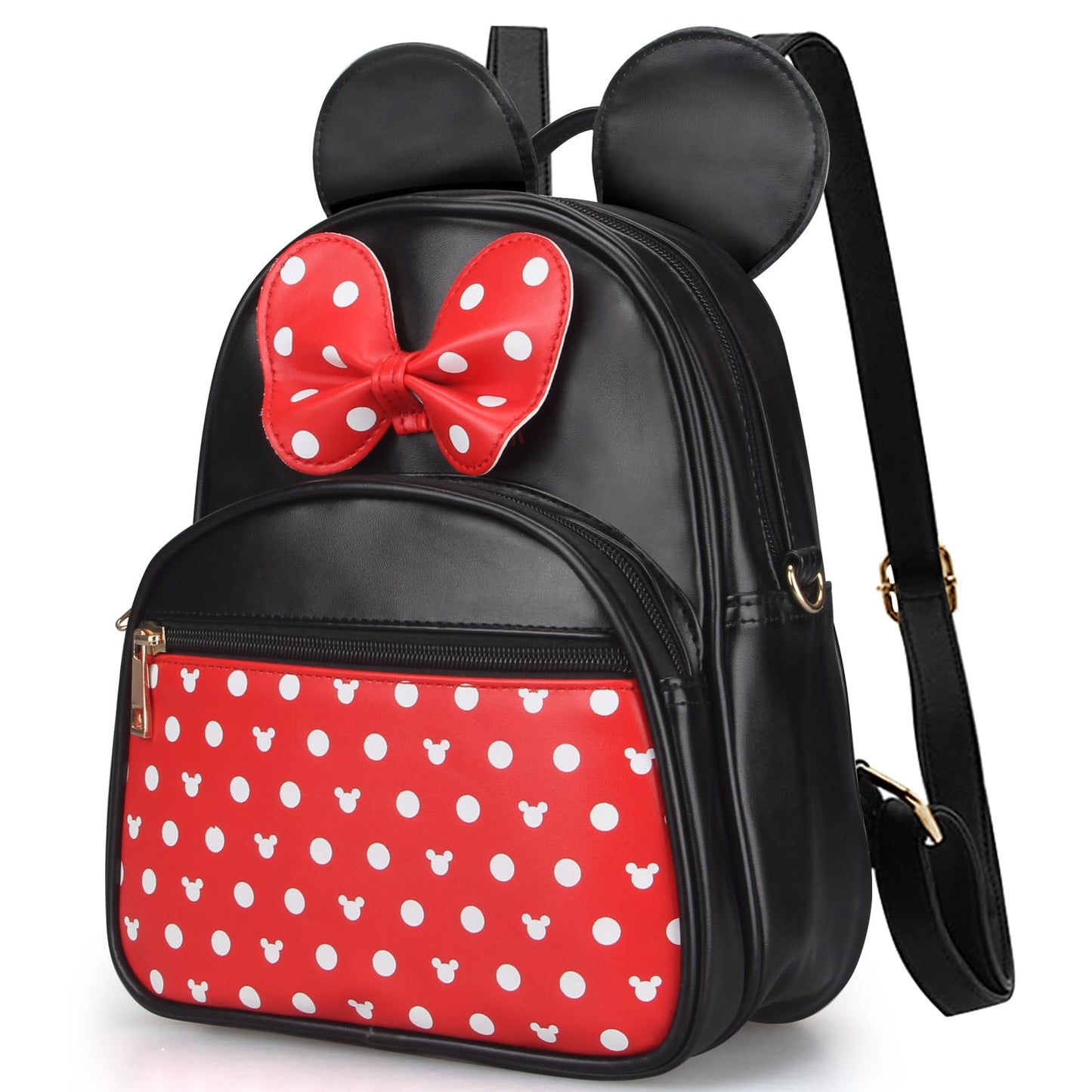 Dksyee Cute Red Backpack for Girl Bowknot Polka Dot Mini Mouse Leather Backpacks for Toddler Little Girl Backpack Kids Small Travel Backpacks Convertible Shoulder Bag Purse for Children Daypack