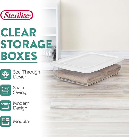 Sterilite Storage Box, Stackable Plastic Container Home Organizer, 28 Qt(20 Pack)