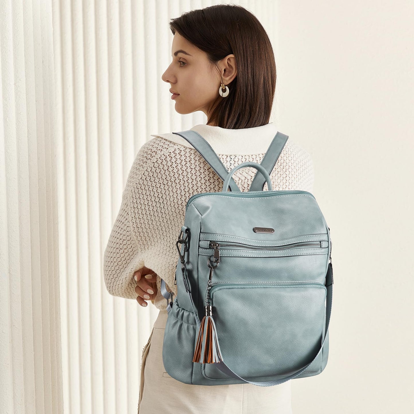 CLUCI Backpack Purse for Women Travel Leather Large Women Backpack Fashion Designer Lady Shoulder Bags with Tassel