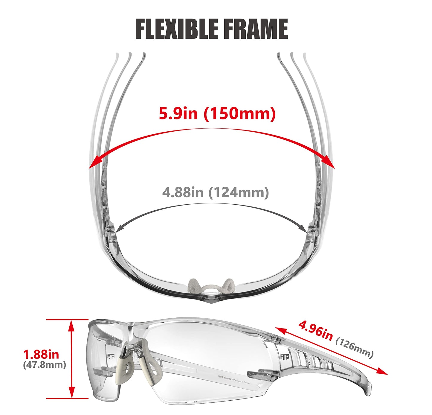 HTS HUNTERSKY S241 Shooting Safety Glasses Anti Fog ANSI Z87.1 Small Size Ballistic Impact Resistant Clear Lens Kid Protective Eyewear for Lab Work DIY
